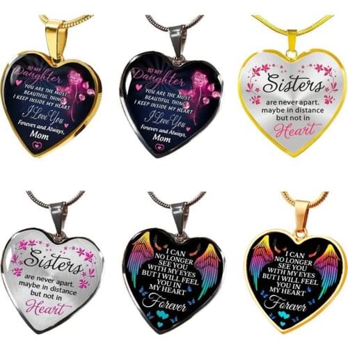 Fashion To My Daughter I Love You Necklace for Women Heart Pendants Jewelry Gift