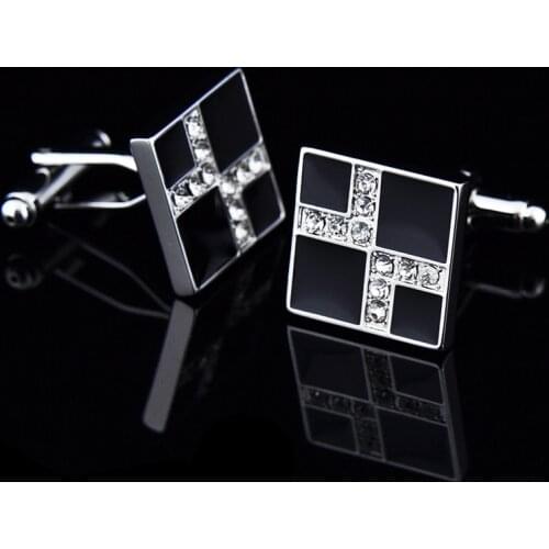 1 Paris Square Enamel Cufflinks Crystal With Diamond Cuff Links Mens French Buttons Jewelry Clothing Accessories