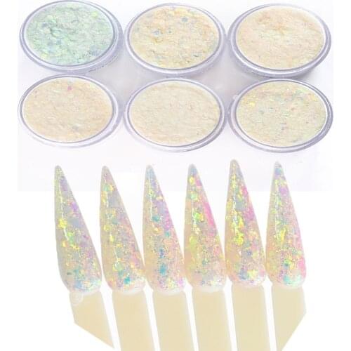 1Pc Iridescence Acrylic Sequins Glitter For Nail Art Illusory Color Building Nail Mix Sequins Powder Manicure 1OZ/Jar-ACRYLIC Fl