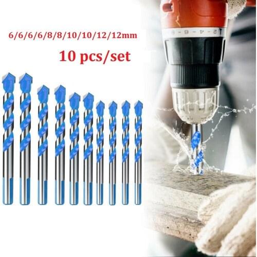 10PCS Multi-functional Glass Drill Bit Triangle Bits Ceramic Tile Concrete Brick Metal Stainless Steel Wood High Quality NEW