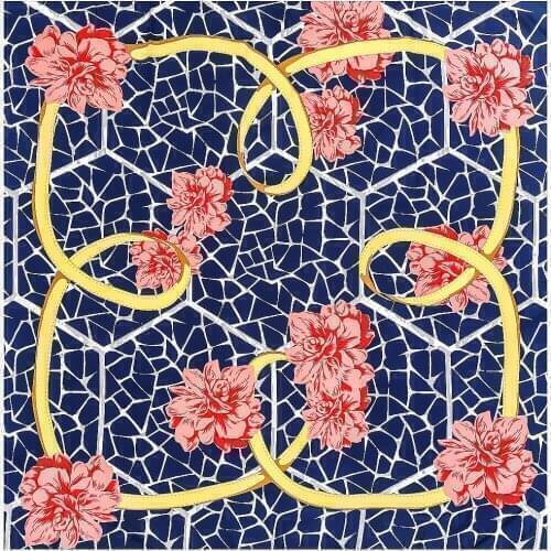 130cm Rose Design Brand Square Scarf Luxury Twill 100% Silk Scarf Women Kerchief Scarves For Ladies Fashion Shawl Echarpe 2021