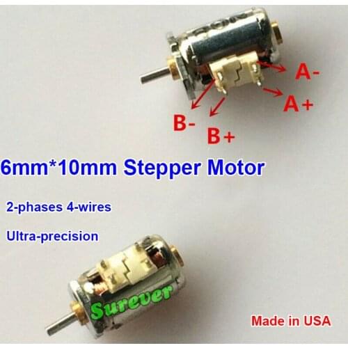 2pcs Ultra-mini 6mm*10mm Precision Stepper Steppering Motor 2-phases 4-wires For Digital Camera
