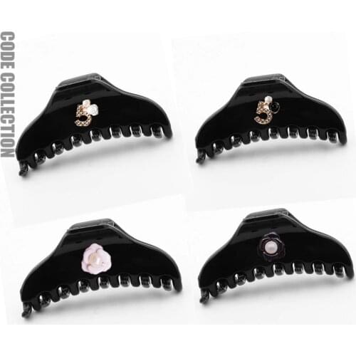 2021 Camellia Hair Claws Crab Balck Color Acrylic Barrette Vintage Hair Clip Simple Elegant Hair Accessories Ponytail Clip Crabs