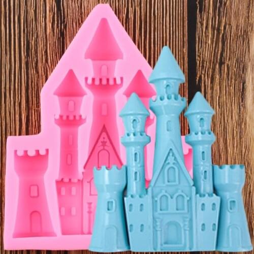 3D Castle Silicone Mold Fondant Mould Baby Birthday Cake Decorating Tools Soap Resin Clay Candy Chocolate Gumpaste Moulds