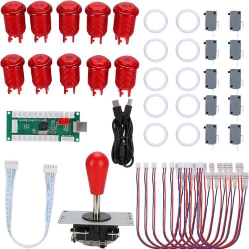CY-822C DIY Arcade Game US Buttons Joystick Rocker Controller Kit Without Light For Rapsberry Pi/PC(Transparent Color )