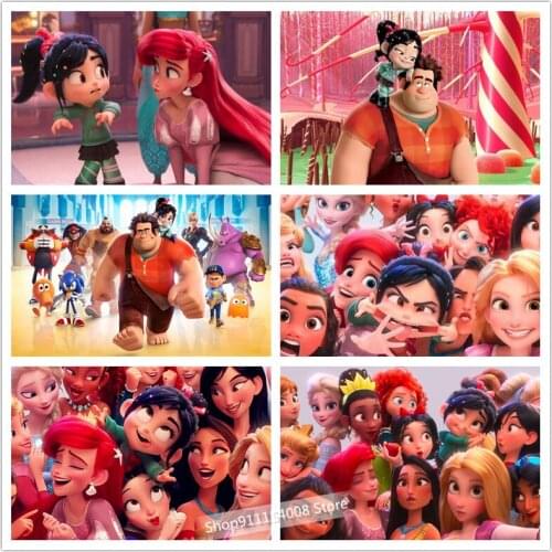 Disney Full Square 5D DIY Diamond Painting Wreck-It Ralph Embroidery Cross Stitch Rhinestone Mosaic Painting Wall Art DIY Gift