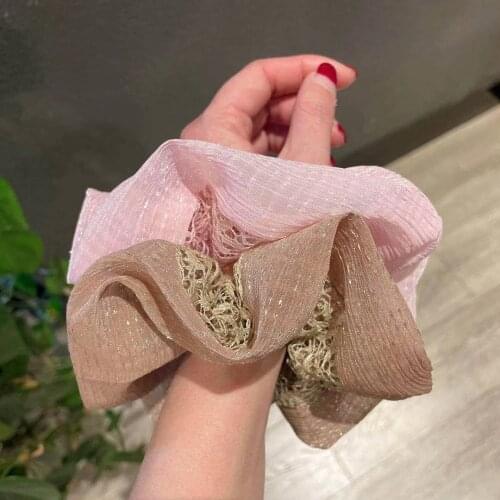 Oversized Large Hair Scrunchies For Women Lace Organza Fabric Hair Rope Vintage Decoration For Ponytail Large Skranchy