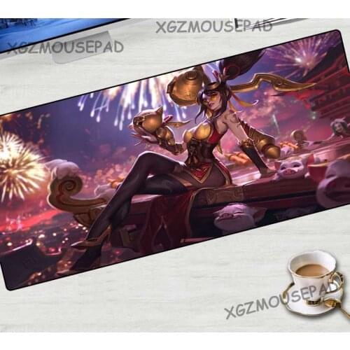 XGZ Custom Game Big Mouse Pad Black Lock Egde Night Hunter Computer Desk Mat Gold Pink Pig Fabric Non-slip Rubber for Lol Player