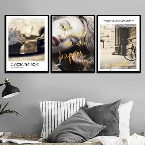 Letters You Made Me Happy Wall Art Abstract Painting Wall Decor Canvas Paintings Wall Picture for Living Room Decor B5471