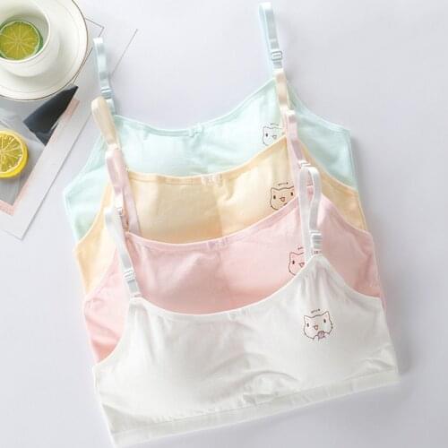 Double-deck Cotton Young Girl Bra Sport Top Training Kid Vest Student Puberty Girl Teen Underwear Children Bra for 8-18Years Old