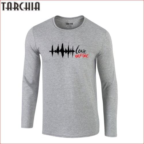 TARCHIA Love Music Fashion Men New Homme T-Shirt 100% Cotton Plus Size Mens Tee Tee 2021 Brand Eur Size Long Sleeve