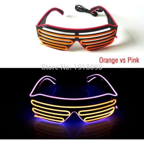 Hot Sales 24 Style Select Glowing Novelty Lighting EL Wire Shutter Glasses LED Glasses For Party By DC3V Steady on Driver