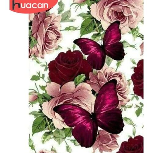 HUACAN Painting By Numbers Flower Butterfly Drawing On Canvas HandPainted Picture Kits Art Gift DIY Home Decoration