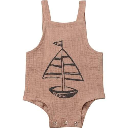 New Baby Girl Boy Sailboat Bodysuit Jumpsuit Outfit Summer Clothes