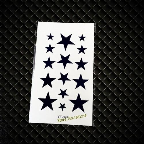 Fashion Waterproof Temporary Tattoo Stickers GYF-097 Black Solid Stars Sexy Women Lady Body Art Party Makeup Star Tattoo Paper