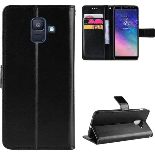 Fashion ShockProof Flip PU Leather Wallet Cover Samsung Galaxy A6 2018 Case For Samsung A6 Plus A 6 SamsungA6 Phone Bags