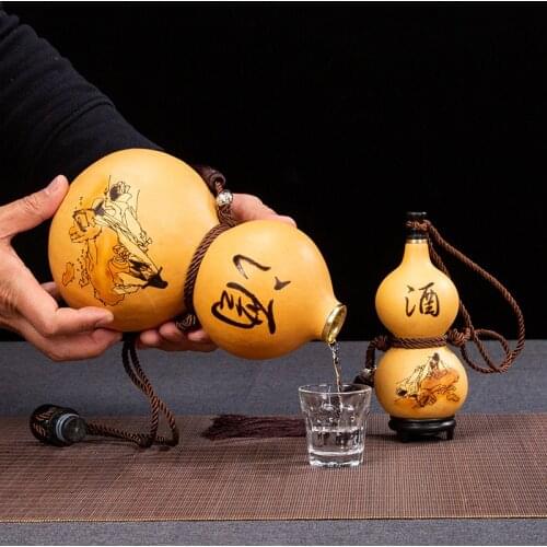 Natural Gourd crafts handmade Liquor container home decorations creative water bottle flagon Artwork wood crafts chic ornaments