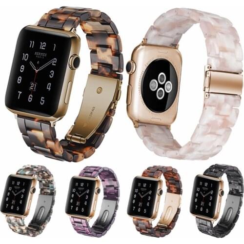 Unique Resin Band for Apple Watch Band 38mm 40mm 42mm 44mm Bracelet Ceramic Strap for iwatch Band 5 4 3 2 1 Smart Accessories