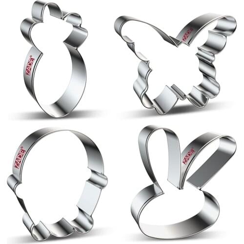 ZADE Easter Bunny Cookie Cutter for Biscuit Baking Carrot Butterfly Easter Cookie Cutter - Stainless Steel