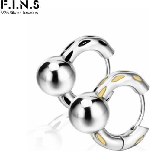F.I.N.S ONLY ONE PIECE S925 Sterling Silver Geometric Ear Buckle Color Contrast Small Hoop Earrings Fine Jewelry Anti-Allergy