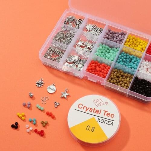 1 Box Faceted Crystal Glass Beads for Jewelry Making Letter Charms Tree Life Spacer Beads Jewelry Bracelet Diy Set