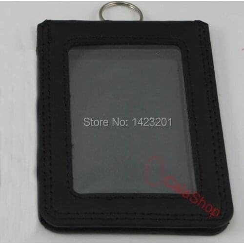 1 Pcs / Lot Genuine leather ID Card Badge Holder Business Office Credit Cards Vertical Black