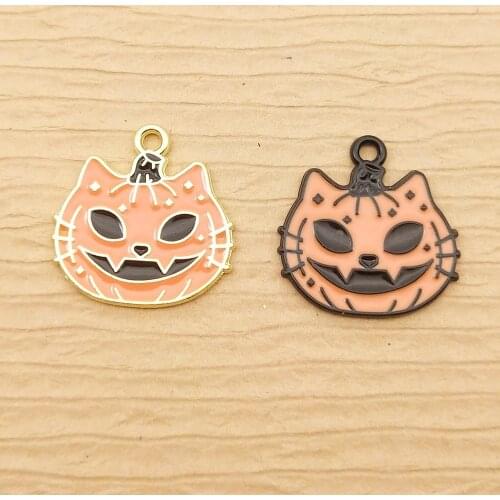 10pcs 20x20mm enamel skull pumpkin charm for jewelry making and crafting fashion earring pendant cute necklace bracelet charms