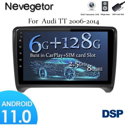 128GB Android 11 CAR GPS Stereo Radio Multimedia player for Audi TT MK2 8J 2006-2012 Autoradio GPS Multimedia with Wifi