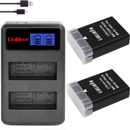 2x 1800mAh EN-EL14 EN EL14A EL14+ EN-EL14a EN EL14 Battery for Nikon P7800,P7100,D3400,D5500,D5300,D5200,D3200,D3300,MH-24