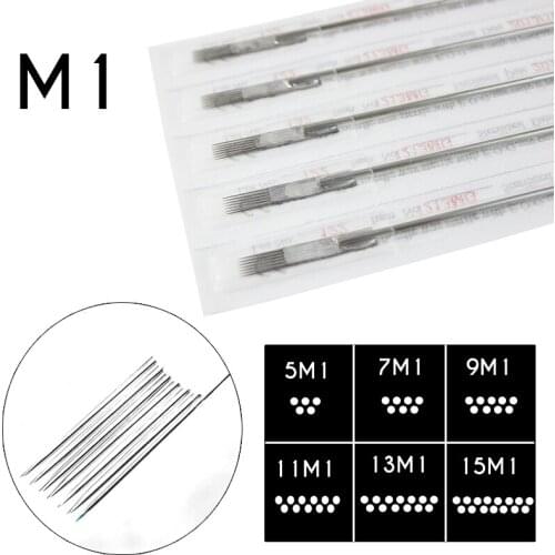 50pcs 5/7/9/11M1/13/15M1 Tattoo Needles Single Stack Magnum Tattoo Machine Needle Tattoo Ink Coloring Shading Sterile Disposable