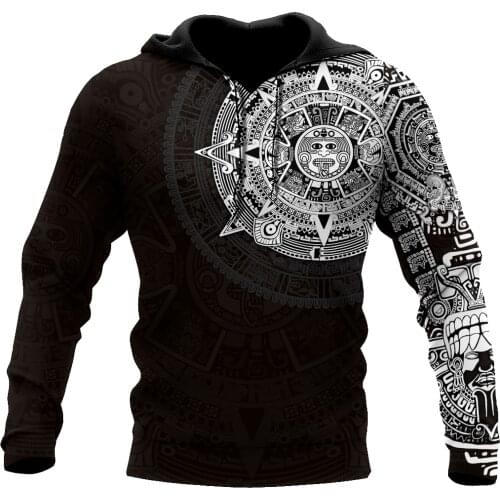 Aztec Mexico Tattoo 3D Printed Hoodie Man Women Harajuku Outwear Zipper Pullover Sweatshirt Casual Unisex Jacket Tracksuit K-197