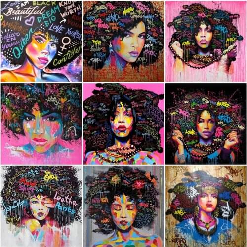 Huacan Full Diamond Embroidery African Woman 5D Diamond Painting Portrait Mosaic Cross Stitch Kits Personalized Gift Home Decor