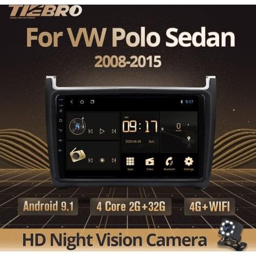 TIEBRO 2din Android 9.0 Car Radio For Volkswagen VW Polo Sedan 2008-2015 Car Multimedia Player GPS Navigation 2Din DVD Player