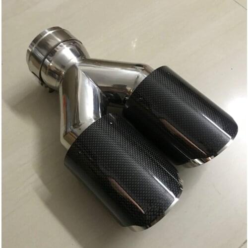 Car Auto Round Exhaust Muffler Tip Stainless Steel Exhause 1 to 2 Dual Pipe for Akrapovic Modified Car Rear Tail Throat Liner