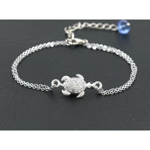 Lucky Lovely Silver Color Crosses Love Heart Turtle Bracelet For Women Stainless Steel Chain Bracelets Female Jewelry Gift