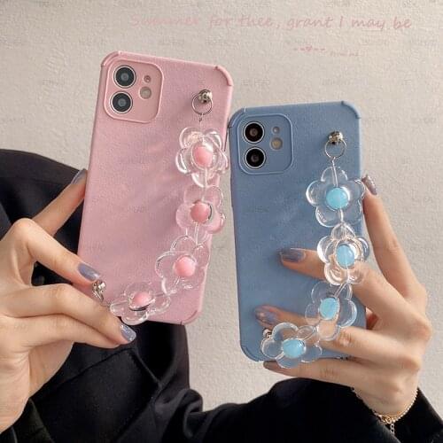 Fresh Flower Bracelet With Luxury Leather Soft Phone Case for Samsung Galaxy A32 A52 A72 A30S A20 A50 A10S A02S A11 A31 A21S A42