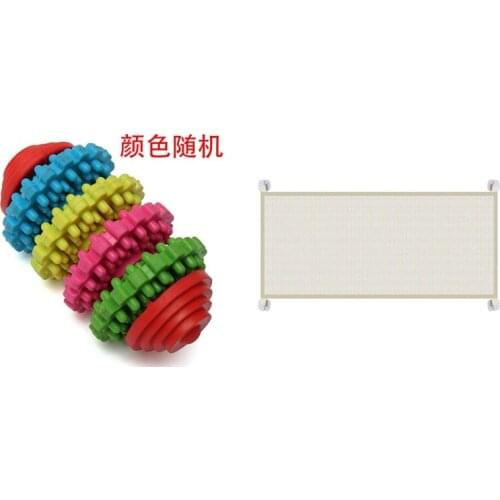 Colorful Rubber Pet Dog Puppy Teething Healthy Teeth Gums Random Color & Pet Safety Guard Mesh Dog Gate Beige