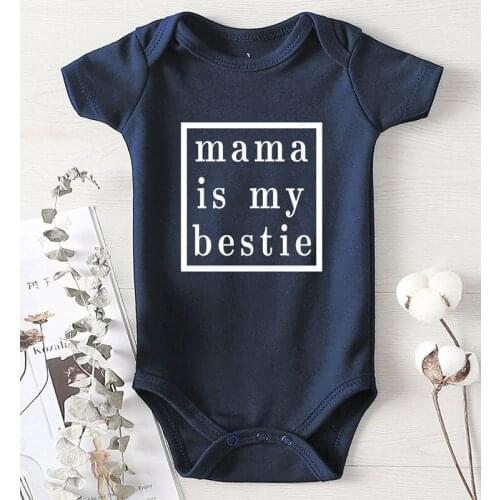 Baby Romper Boys Mama Is My Bestie Letter Printed Toddler Jumpsuits Summer Newborn Girl Outfit Baby Clothing Long Sleeve