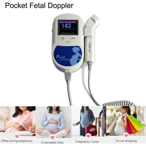 8.0MHZ CONTEC Sonoline C Baby SoundC1 Doppler Fetal Heart Rate Monitor Home Pregnancy Heart Rate Detector LCD Display Blue