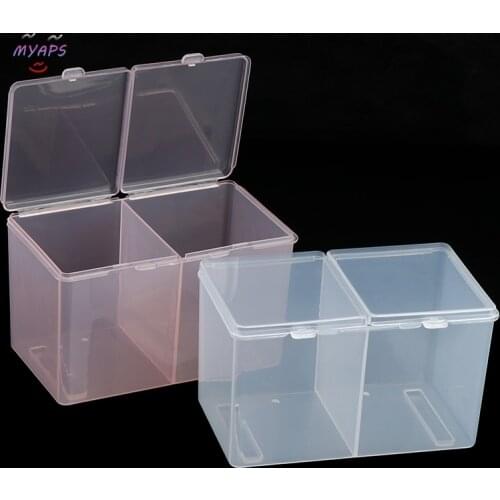 Twin Well Empty Grids Portable Storage Case Wipe Pads Cotton Swab Rods Makeup Tools Container Nails Accessoires Nail Products