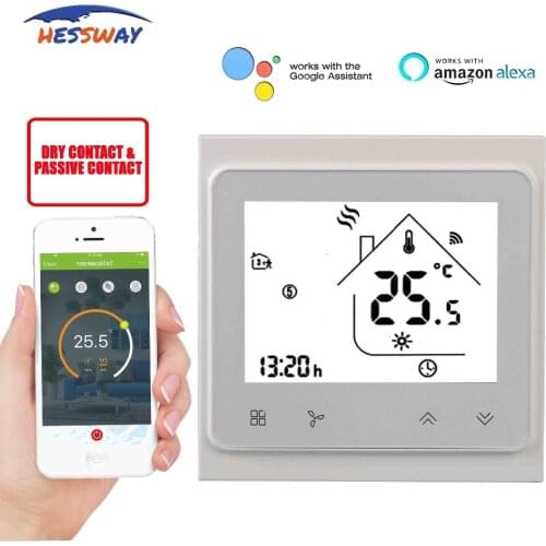 HESSWAY TUYA Smart WIFI Chip 5+2 Periods programmable WIFI Temperature Thermostat Control Degrees for Dry Contact