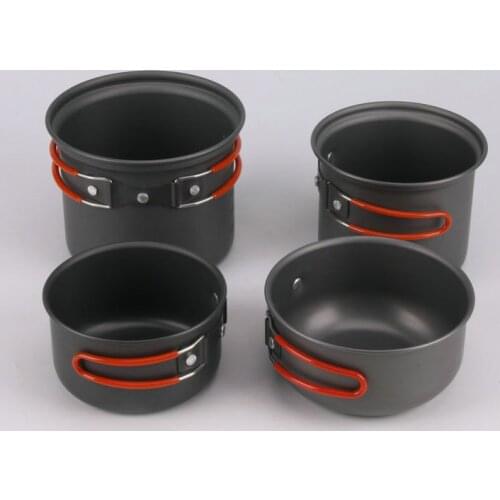 High quality Non-stick Pot Aluminum Camping Cookware Pans Portable Outdoor Hiking Cooking Set tableware