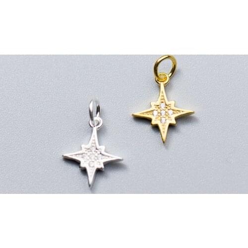 Lo Paulina Solid 925 Sterling Silver Mini Star Charms Pendants For Jewelry Gifts Making