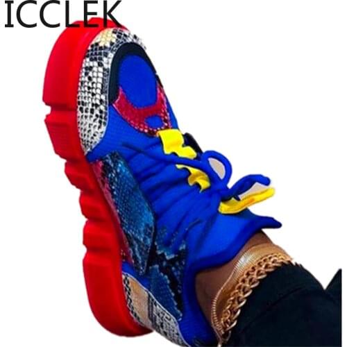 ICCLEK Platform Shoes Woman Sneakers Fashion Height Increasing 8cm Ladies Trainers Baskets Femme Casual Chunky Sneakers Woman