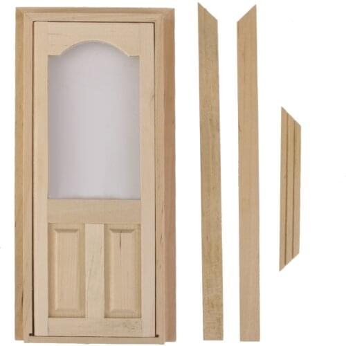 Dollhouse Miniature Wooden Door Door Doll Furniture For 1/12 Dollhouse Decoration - 18 X 8.6cm - Wood Color
