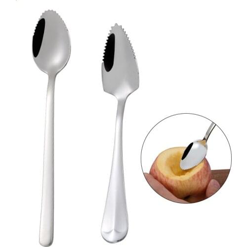 Creative Long Handle Spoon Stainless Steel Baby Spoons with Serrated Edge Fruit Honey Apple Puree Scoop Coffee Stirring Teaspoon