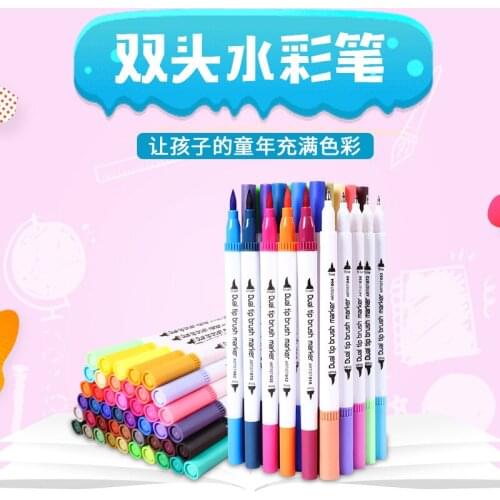 12/24/100color Marker Pen Watercolor Pen Washable Markers for Kids Water Soluble Crayons Dual Tip Brush Pens Drawing Stationery