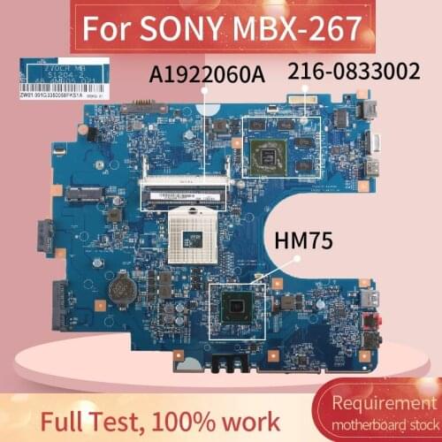 A1922060A MBX-267 Laptop motherboard For SONY Sve17 Sve1711 HM75 Notebook Mainboard S1204-2 48.4MR05.021 HM75 216-0833002