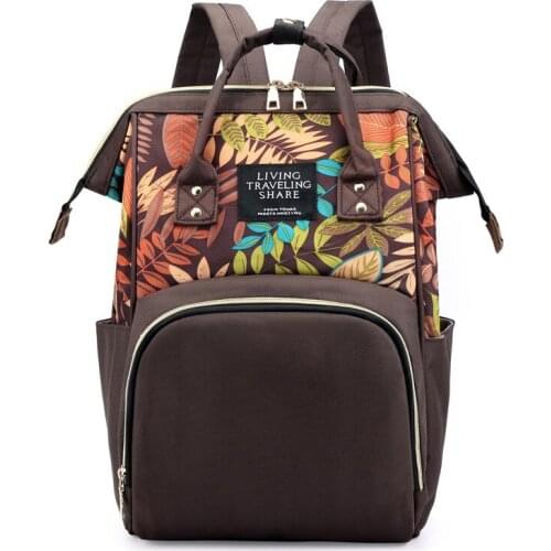 Fashion printed double shoulder mommy bag multi-function large-capacity outing mother and baby backpack milk bottle bag