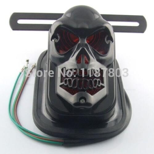 Motorcycle Black Skull Rear Brake Stop Tail Light Warning For Sportster Dyna Glide Custom Bobber